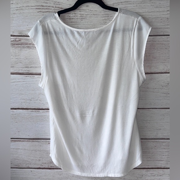 Calvin Klein White Cap Sleeve Top – Size Large Office Casual Church Layering - Picture 2 of 5